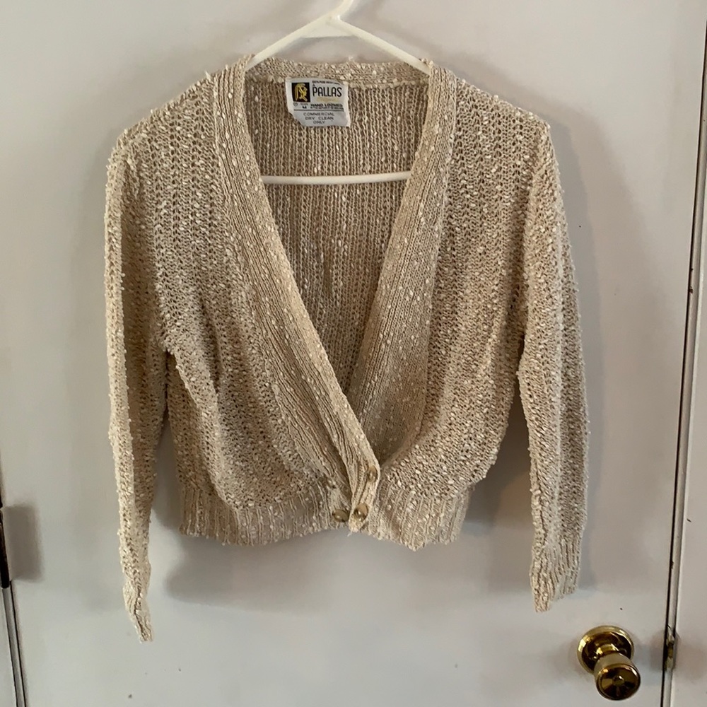 Vintage Pallas pure Irish linen hand loomed sweater cardigan